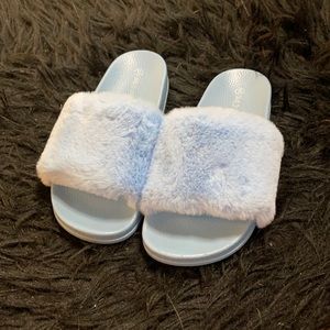 Fuzzy blue slides